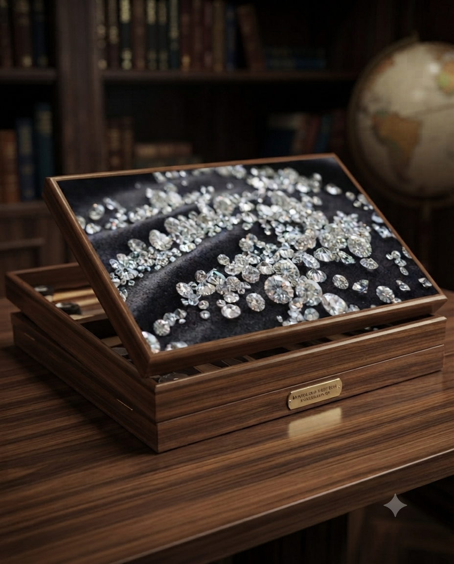 Ice Cold board — scattered diamonds on black velvet